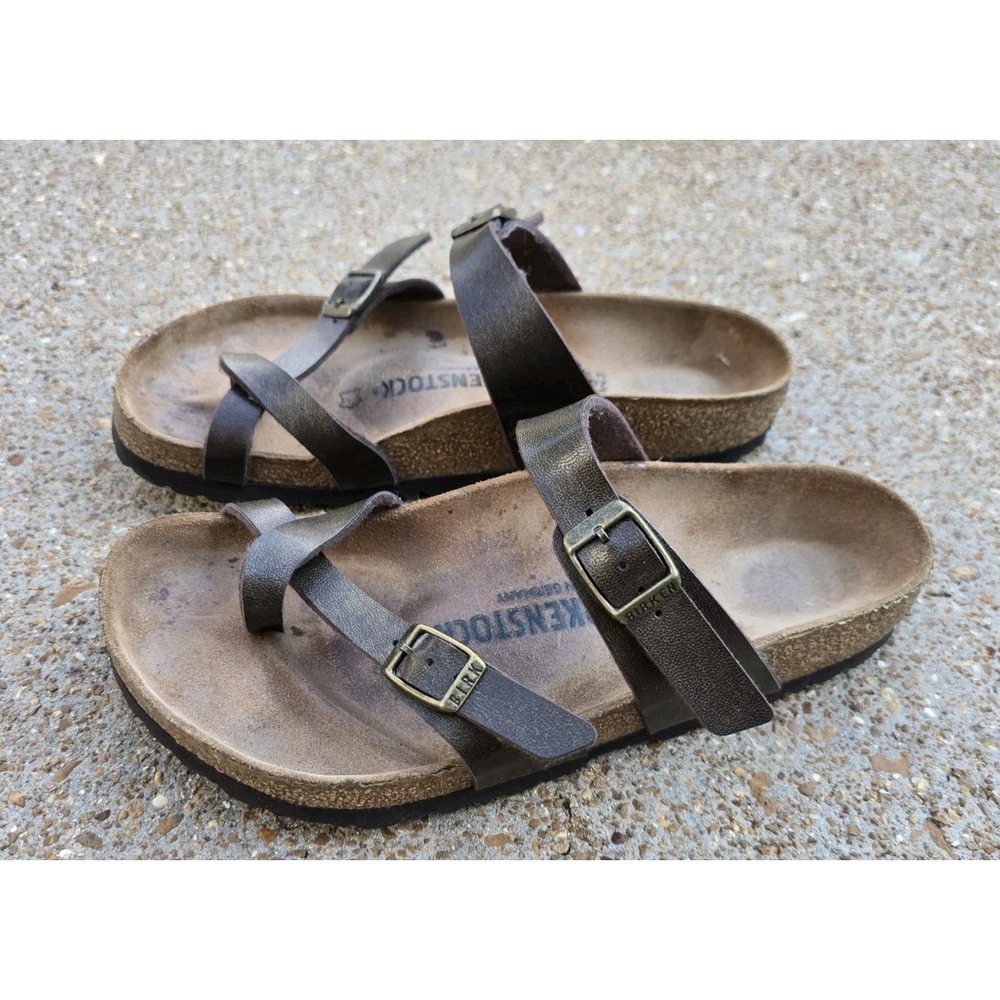 Women's Birkenstock Mayari Brown Birko-flor Toe Loop Sandals Size 37 US 6.5